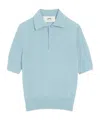 Ami Alexandre Mattiussi Three-quarter Sleeve Wool Polo Shirt In Blue