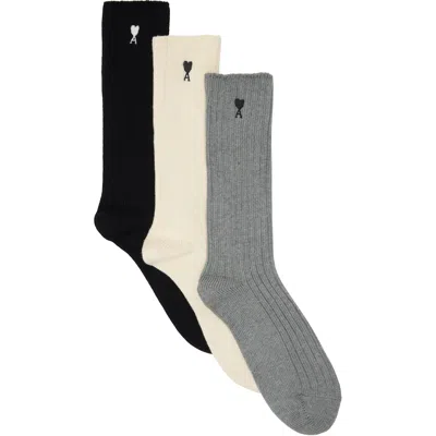Ami Alexandre Mattiussi Three-pack Multicolor Ami De Coeur Socks