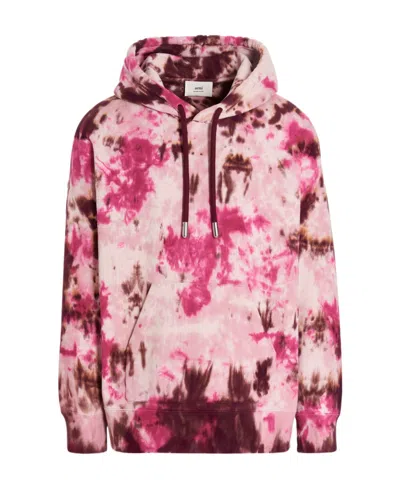 Ami Alexandre Mattiussi Tie Dye-print Cotton Hoodie In Pink