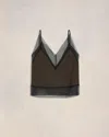 Ami Alexandre Mattiussi Top With Thin Straps Brown In Dark Coffee/  Black