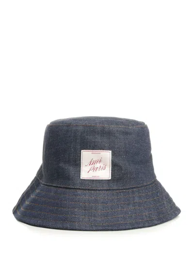 Ami Alexandre Mattiussi Topstitchings Denim Hat Raw Indigo Denim Hats Blue In Neutral