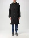 Ami Alexandre Mattiussi Ami Paris Black Coat With Classic Collar And Front Button Closure In Cotton Blend Man In Black