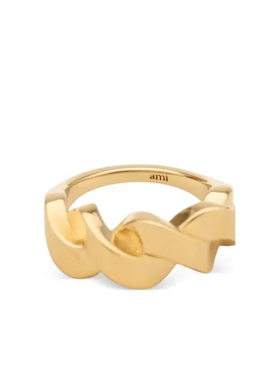 Ami Alexandre Mattiussi Tresse Brass Ring In Gold