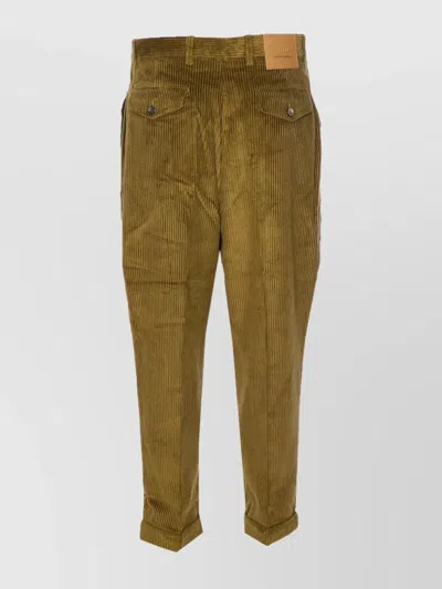 Ami Alexandre Mattiussi Trousers Corduroy Velvet Effect In Green