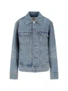 Ami Alexandre Mattiussi Denim Jacket With Chest Pockets And Embroidered Detail In Blue
