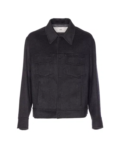 Ami Alexandre Mattiussi Adjustable Cuffs Chest Pockets Long Sleeves In Black