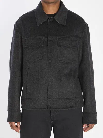 AMI ALEXANDRE MATTIUSSI TRUCKER JACKET IN WOOL