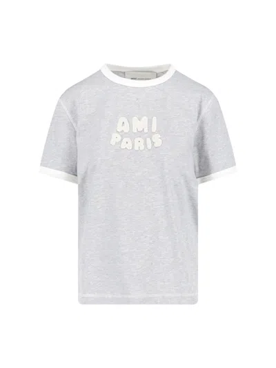 Ami Alexandre Mattiussi T-shirt Logo In Gray