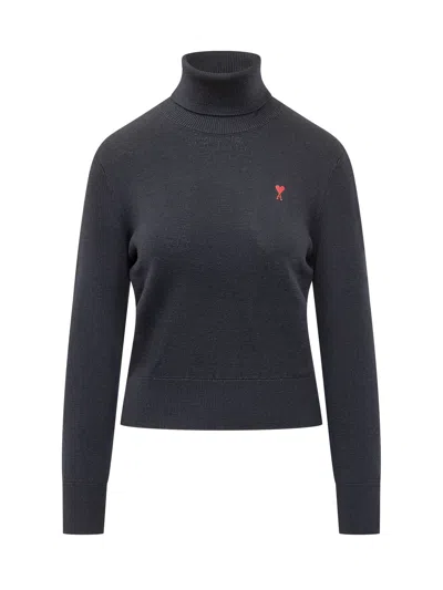 Ami Alexandre Mattiussi Turtle Neck Sweater In Knitwear In Blue