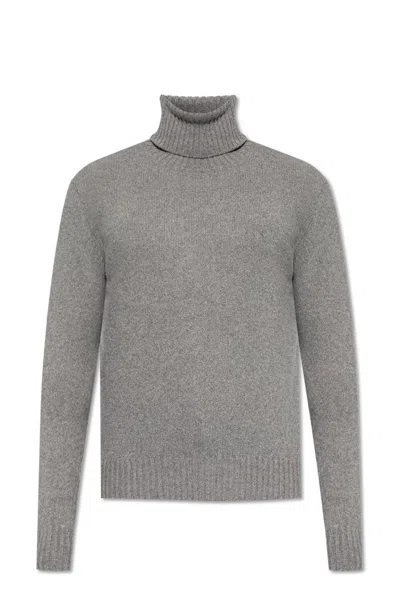 Ami Alexandre Mattiussi Turtleneck Knitted Jumper In Grey