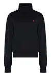 Ami Alexandre Mattiussi Ami Paris Jersey With Ami De Couer Embroidery In Black