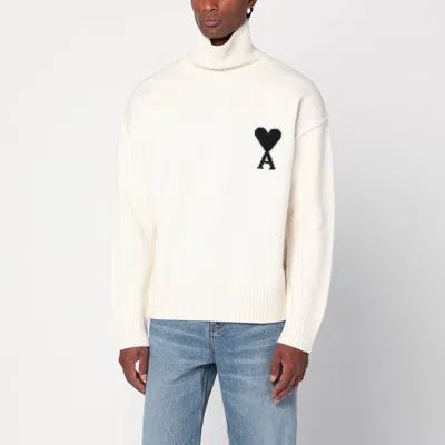 Ami Alexandre Mattiussi Turtleneck Long Sleeve Sweater In White