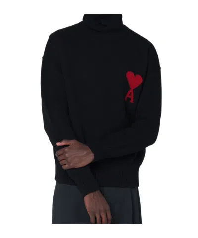 AMI ALEXANDRE MATTIUSSI AMI PARIS AMI DE COEUR FUNNEL NECK SWEATER