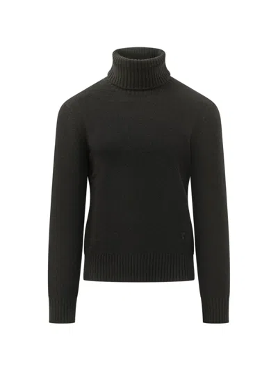 Ami Alexandre Mattiussi Ami Paris Embroidered Logo High-neck Sweater In Black