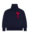 Ami Alexandre Mattiussi Ami Paris Funnel-neck Sweater With Heart Intarsia Design In Black