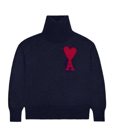 AMI ALEXANDRE MATTIUSSI AMI PARIS AMI DE COEUR LOGO INTARSIA KNITTED JUMPER