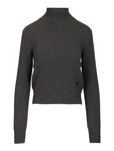 AMI ALEXANDRE MATTIUSSI TURTLENECK SWEATER KNITWEAR BLACK