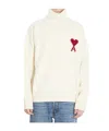 Ami Alexandre Mattiussi Ami Paris Turtleneck Sweater Ami De Coeur White Men In Animal Print