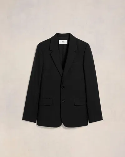 AMI ALEXANDRE MATTIUSSI BLACK WOOL TWO BUTTON JACKET  BLACK