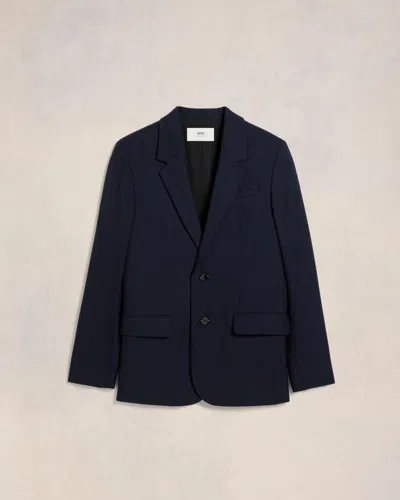 AMI ALEXANDRE MATTIUSSI BLUE WOOL TWO BUTTON JACKET  BLUE