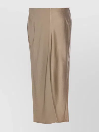 Ami Alexandre Mattiussi Two-tone High-waisted Midi Satin Skirt In Beige
