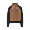 Ami Alexandre Mattiussi Two-tone Hoodie With Logo Patch In Brown