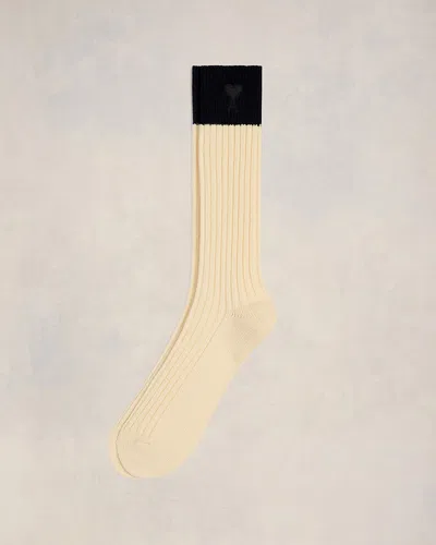 Ami Alexandre Mattiussi Two Tones Ami De Coeur Socks White Unisex In 白色
