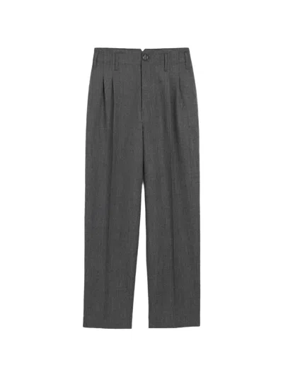 Ami Alexandre Mattiussi Tailored Suit Trousers Belt Loops Pleats In Gray