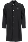 Ami Alexandre Mattiussi Ami Paris Black Coat With Classic Collar And Front Button Closure In Cotton Blend Man In Black