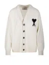 Ami Alexandre Mattiussi Ami V Neck Felted Merino Adc Cardigan In White