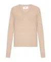 Ami Alexandre Mattiussi V-neck Knitted Jumper In Nude