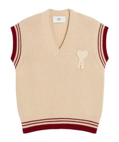 AMI ALEXANDRE MATTIUSSI AMI PARIS AMI DE COEUR V-NECK KNITTED VEST