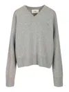 Ami Alexandre Mattiussi Wool V Neck Sweater Knitwear Grey In Gray