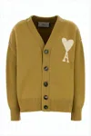 Ami Alexandre Mattiussi V-neck Wool Cardigan With Button-down Front In Green