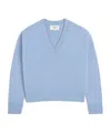 Ami Alexandre Mattiussi V-neck Wool Cashmere Sweater In Blue