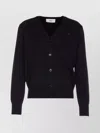 Ami Alexandre Mattiussi V-neckline Cardigan With Ribbed Cuffs And Hem In Black