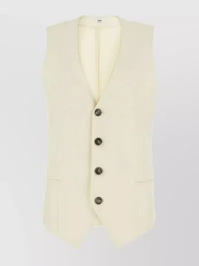Ami Alexandre Mattiussi V Neckline Wool Vest In Cream