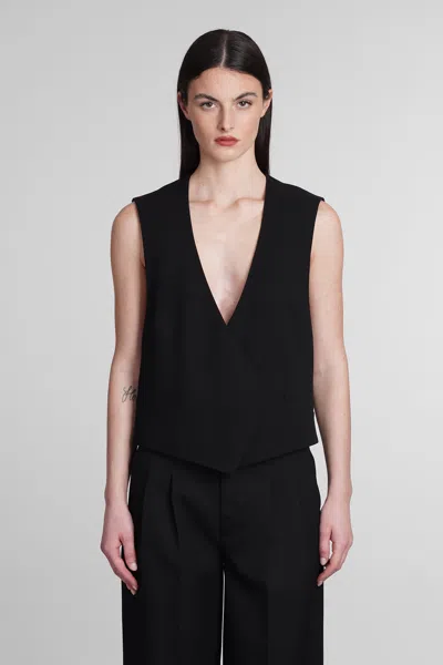 AMI ALEXANDRE MATTIUSSI VEST IN BLACK WOOL