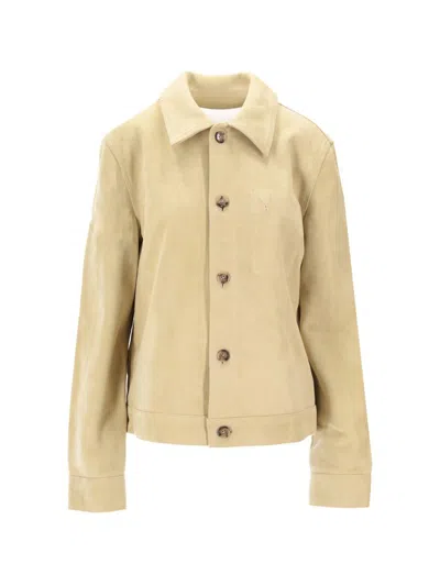 Ami Alexandre Mattiussi Veste Boutonnee Ami Paris De Coeur En Cuir In Neutral