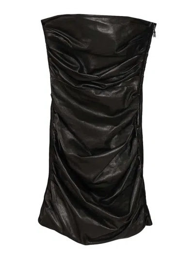 Ami Alexandre Mattiussi Leather Mini Dress In Black
