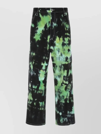 Ami Alexandre Mattiussi Vibrant Pattern Denim Trousers In Green