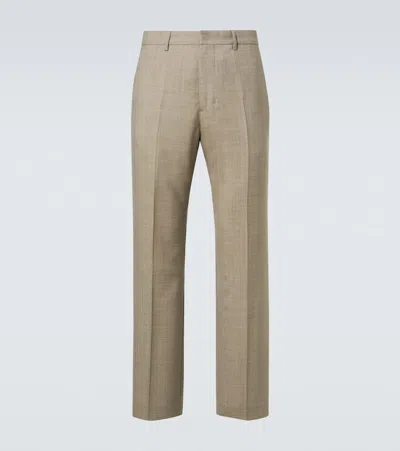 Ami Alexandre Mattiussi Virgin Wool Canvas Straight Pants In Beige