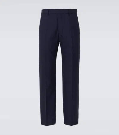 Ami Alexandre Mattiussi Virgin Wool Canvas Straight Pants In Blue