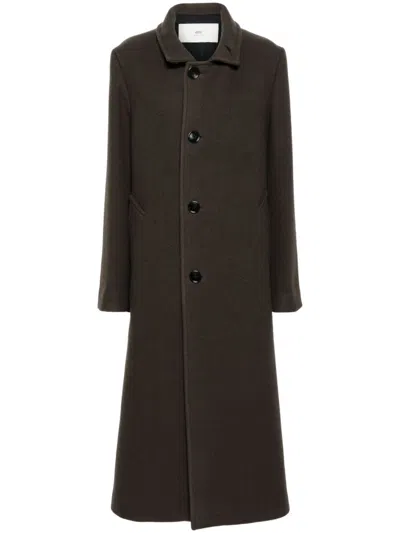 Ami Alexandre Mattiussi Virgin Wool Coat In Brown