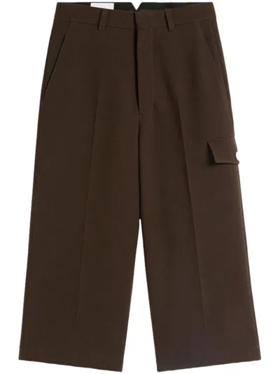 Ami Alexandre Mattiussi Virgin-wool Cropped Trousers In Dark Coffee