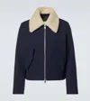 Ami Alexandre Mattiussi Shearling-trimmed Virgin Wool Jacket In Blue