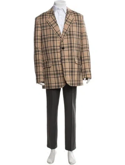 Pre-owned Ami Alexandre Mattiussi Virgin Wool Plaid Print Blazer In Brown