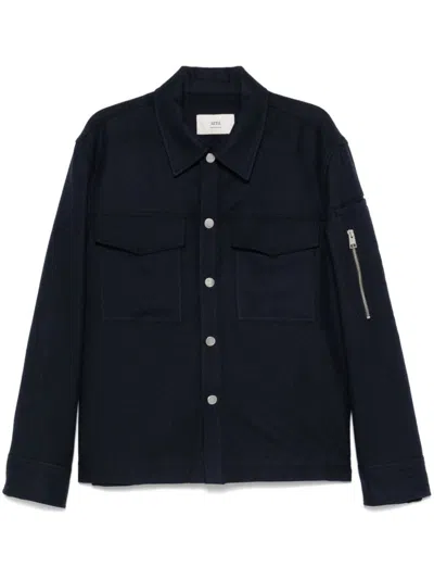 Ami Alexandre Mattiussi Virgin Wool Shirt In Blue