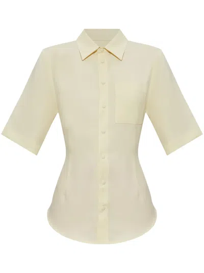Ami Alexandre Mattiussi Ami Short Sleeved Button In Beige