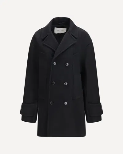 Ami Alexandre Mattiussi Virgin Wool Short Caban Coat In Black